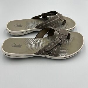 Women's Clarks Breeze Sea Flip Flops Taupe‎ Size 9 adjustable comfort sandals